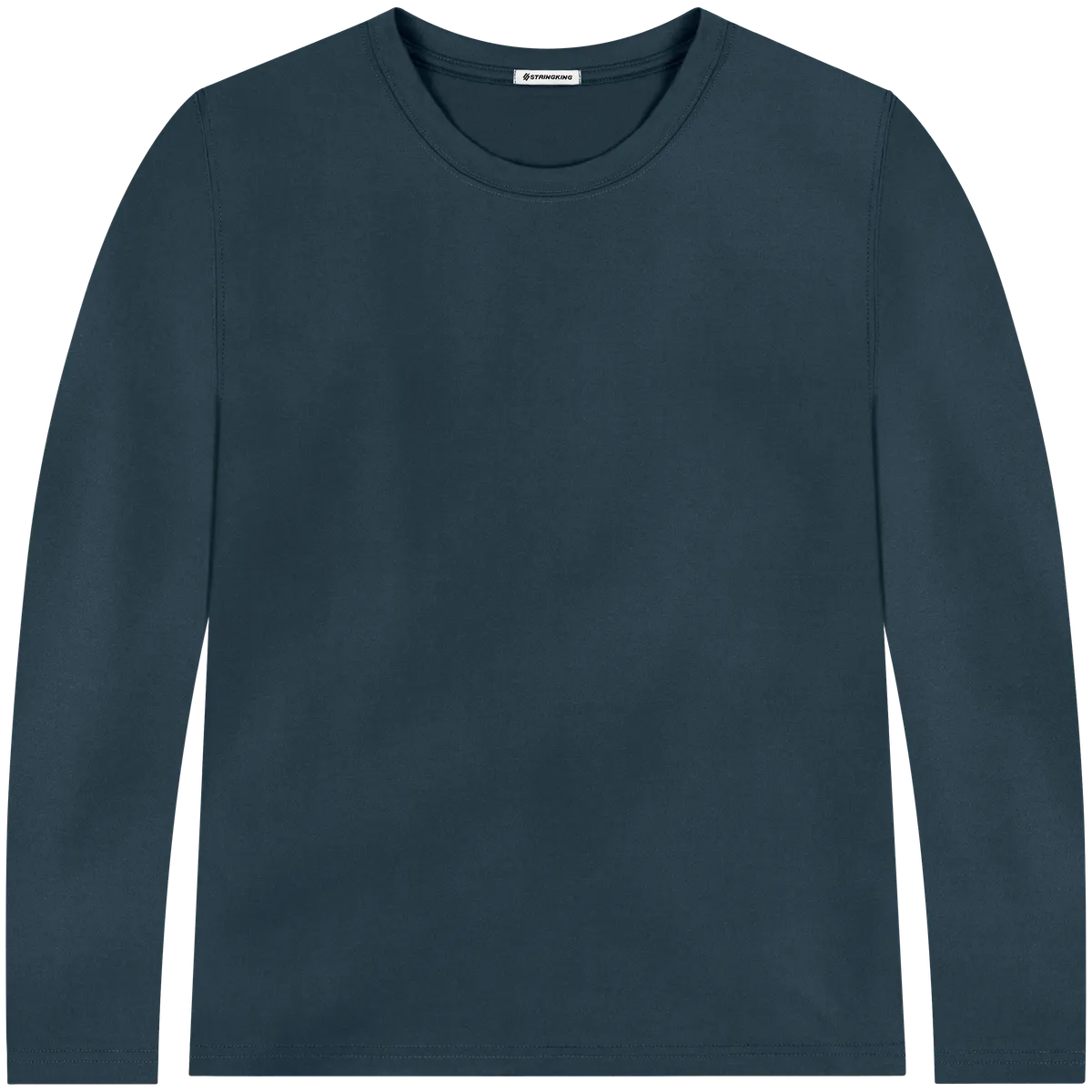 StringKing Men's FlexTech Long Sleeve Crewneck T-Shirt - Relaxed Fit, Navy, Front