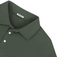StringKing Men's Pima Terry Long Sleeve Polo - Relaxed Fit, Moss, Detail