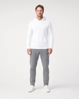 StringKing Men's Pima Terry Hoodie - Sharp Fit, White, Full Front - Human Model