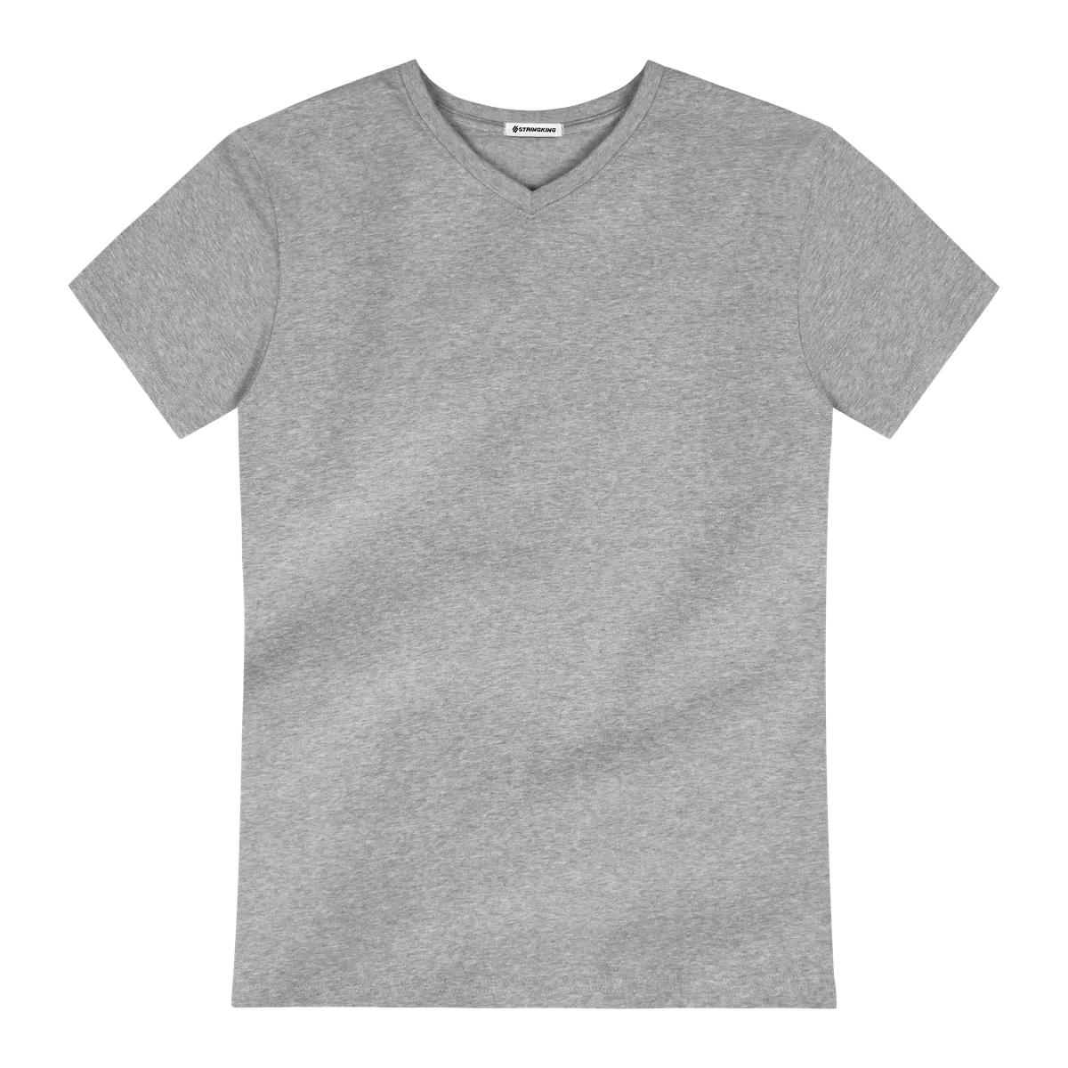 StringKing Men's Pima Cotton Short Sleeve V-Neck T-Shirt - Sharp Fit, Heather Gray, Front