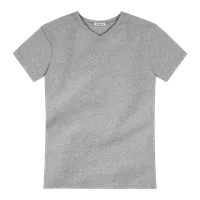 StringKing Men's Pima Cotton Short Sleeve V-Neck T-Shirt - Sharp Fit, Heather Gray, Front