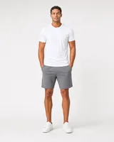 StringKing Men's Pima Jersey Short Sleeve Henley - Sharp Fit, White, Full Front - Human Model