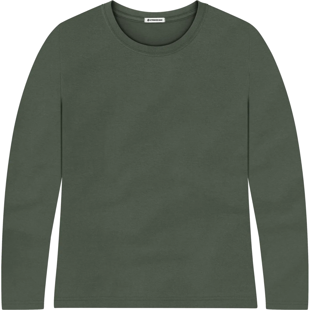 StringKing Women's Pima Jersey Long Sleeve Tee - Relaxed Fit, Moss, Front