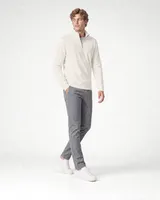 StringKing Men's Pima Terry Quarter Zip - Sharp Fit, Tofu, Full Front Angle - Human Model