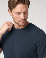 StringKing Men's Pima Terry Tee - Sharp Fit, Navy, Collar Shoulder - Human Model
