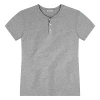 StringKing Men's Pima Cotton Short Sleeve Henley - Sharp Fit, Heather Gray, Front