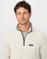StringKing Men's Polartec Fleece Quarter Zip - Relaxed Fit, Jet Stream, Collar Shoulder - Human Model