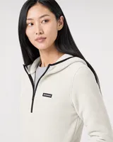 StringKing Women's Polartec Fleece Quarter Zip Hoodie with Pockets - Sharp Fit, Jet Stream, Collar Shoulder - Human Model