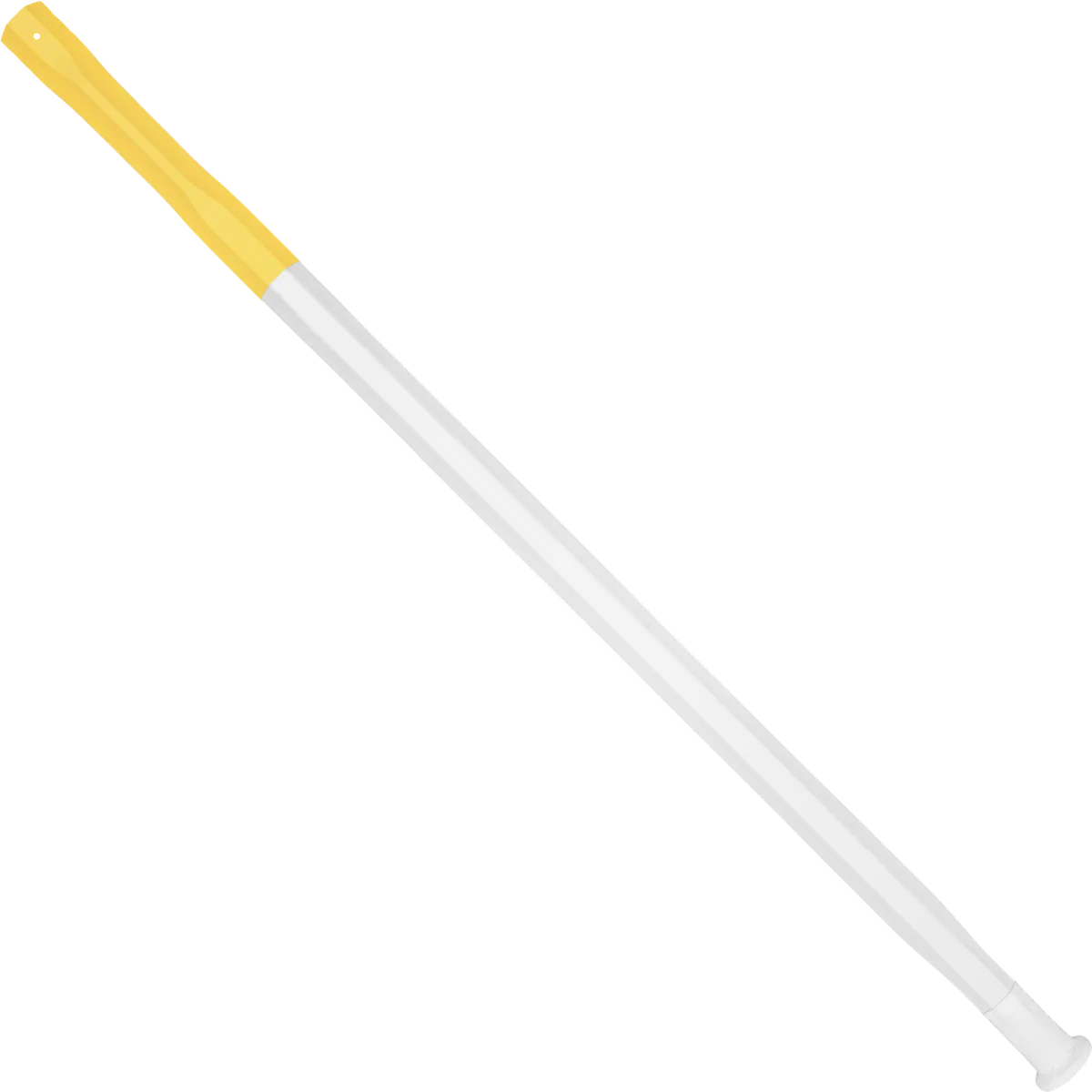 StringKing Composite 3 Pro Faceoff - 155 Grams, White / Yellow, Full Length, Angled, Left Side, With Butt End