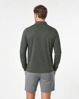 StringKing Men's Pima Jersey Long Sleeve Polo - Sharp Fit, Moss, Full Back - Human Model - Top of head to Mid-thigh