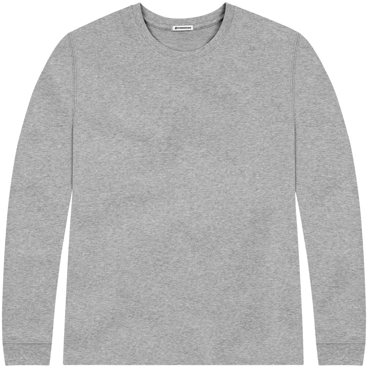 StringKing Men's Heavy Pima Cotton Long Sleeve T-Shirt - Sharp Fit, Heather Gray, Front