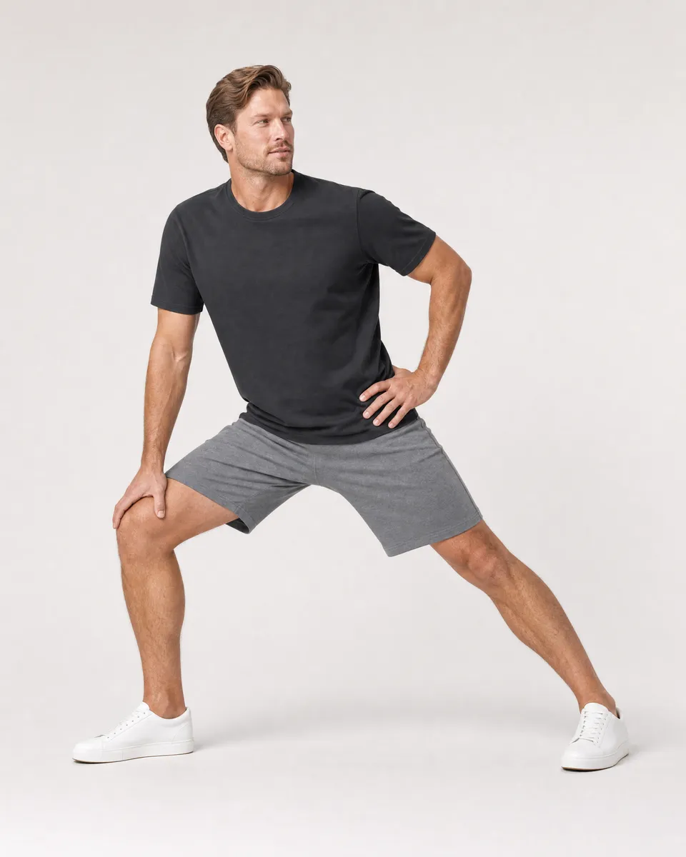 StringKing Men's Pima Terry Tee - Sharp Fit, Black, Full Front Angle - Human Model