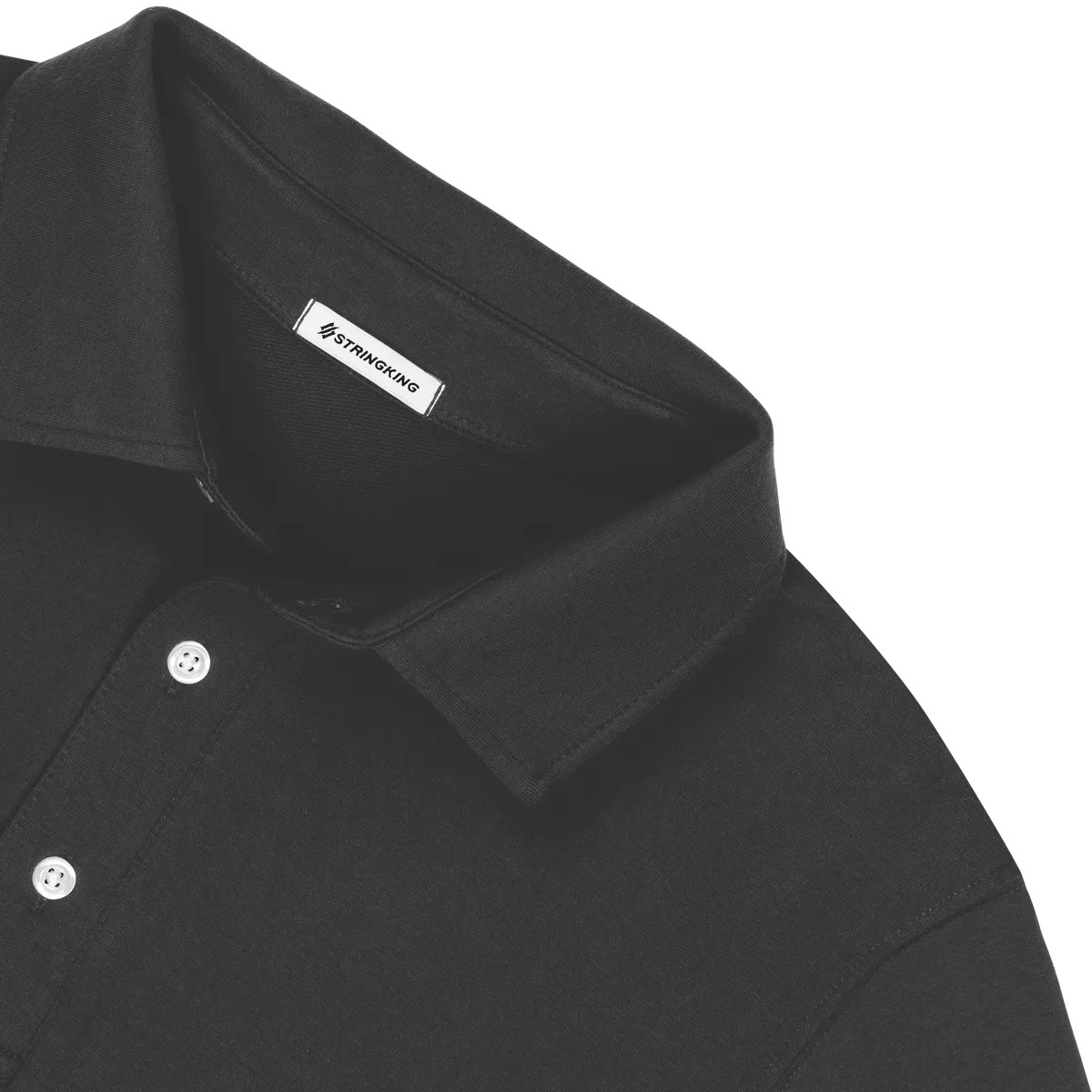 StringKing Men's Pima Cotton Polo Sweatshirt - Sharp Fit, Black, Detail