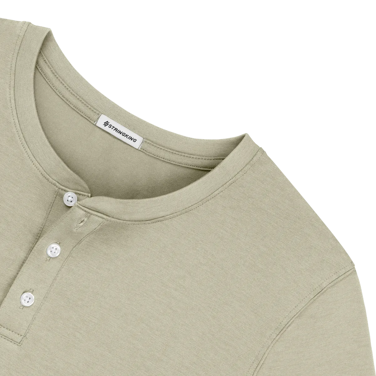 StringKing Men's Pima Cotton Long Sleeve Henley - Sharp Fit, Khaki Green, Detail