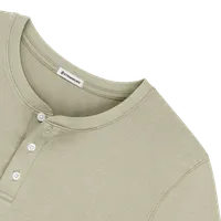 StringKing Men's Pima Cotton Long Sleeve Henley - Sharp Fit, Khaki Green, Detail