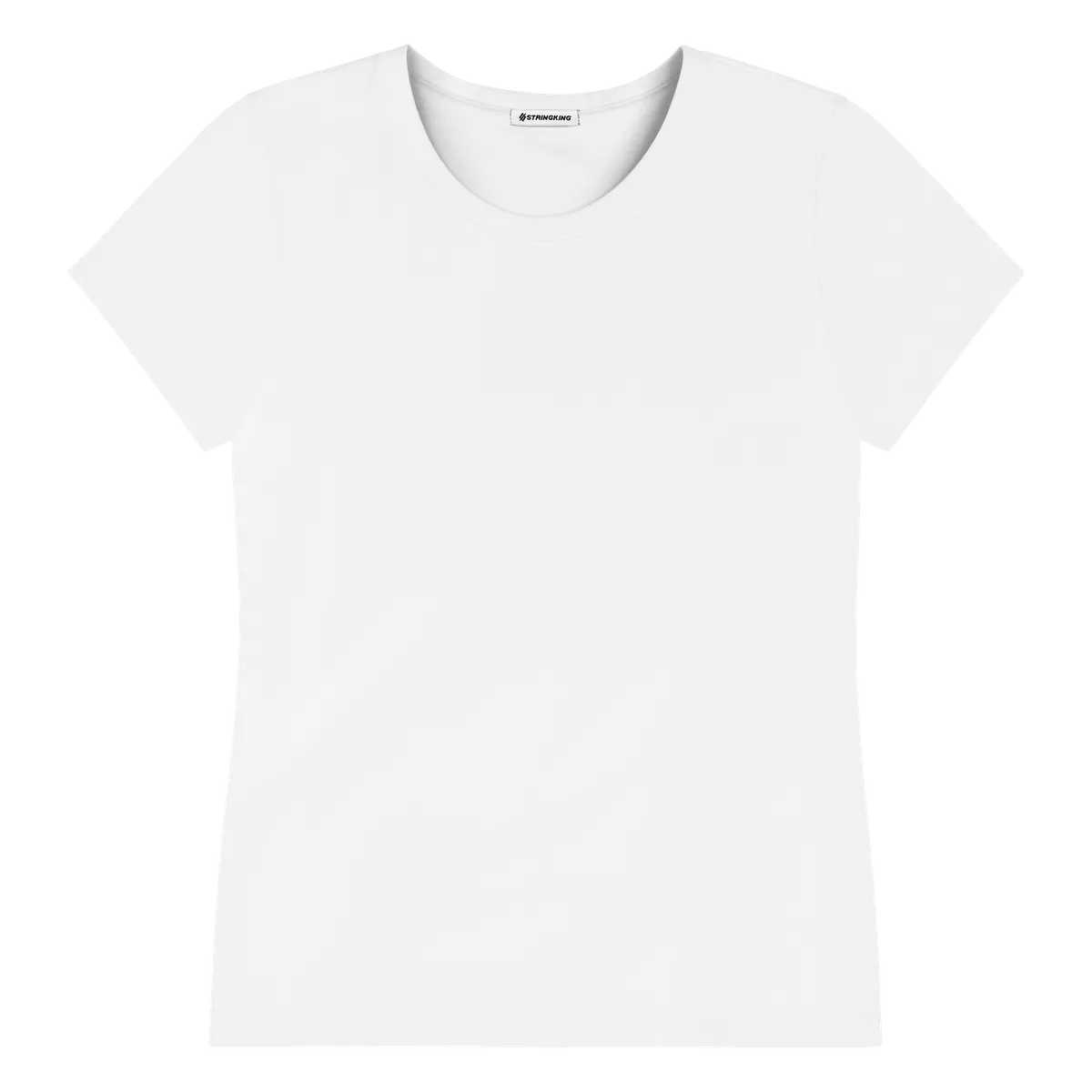 StringKing Women's Pima Cotton Short Sleeve Crewneck T-Shirt - Sharp Fit, White, Front
