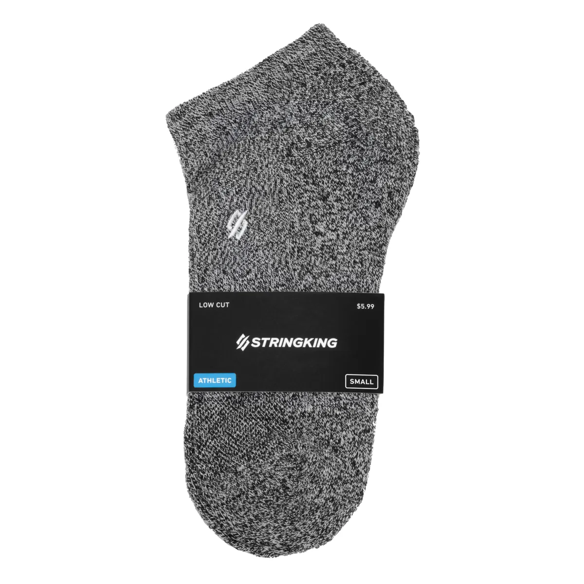 StringKing Apparel Athletic Socks Low Cut Heather Gray Packaged Small