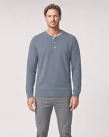 StringKing Men's Pima Terry Henley - Sharp Fit, Tradewinds, Full Front - Human Model - Top of head to Knees