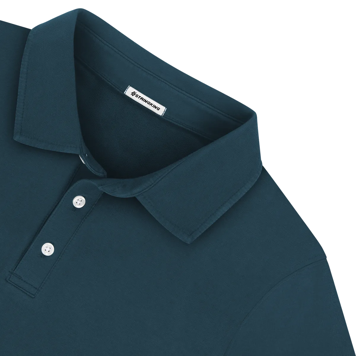 StringKing Men's Pima Terry Long Sleeve Polo - Sharp Fit, Navy, Detail