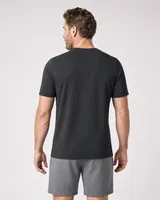 StringKing Men's Pima Terry Tee - Sharp Fit, Black, Full Back - Human Model - Top of head to Mid-thigh
