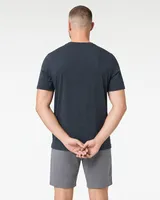 StringKing Men's Pima Jersey Pocket Tee - Sharp Fit, Navy, Full Back - Human Model - Top of head to Mid-thigh