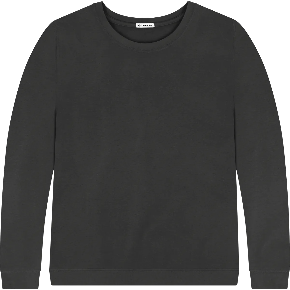 StringKing Men's Pima Terry Crew Sweater - Relaxed Fit, Black, Front