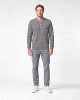 StringKing Men's Pima Terry Henley - Sharp Fit, Frost Gray, Full Front - Human Model