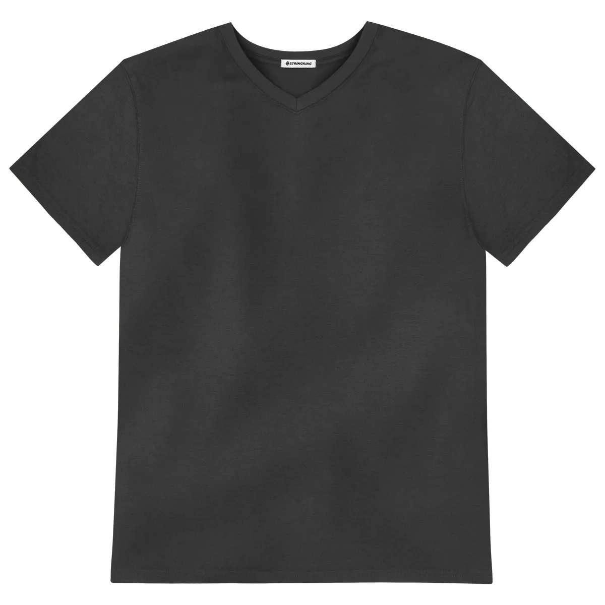 StringKing Men's Pima Cotton Short Sleeve V-Neck T-Shirt - Relaxed Fit, Black, Front