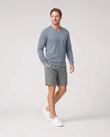 StringKing Men's Pima Terry Long Sleeve V-Neck Tee - Sharp Fit, Tradewinds, Full Front Angle - Human Model