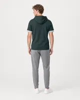 StringKing Men's Pima Terry Short Sleeve Hoodie - Sharp Fit, Pine Grove, Full Back - Human Model - Top of head to Mid-thigh