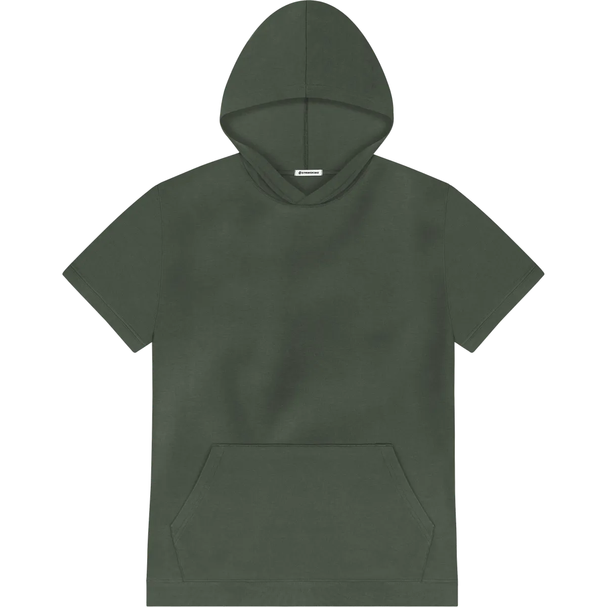 StringKing Men's Pima Terry Short Sleeve Hoodie - Relaxed Fit, Moss, Front