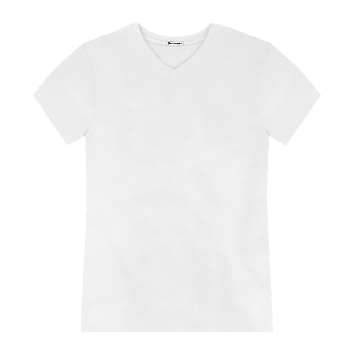 StringKing Men's Pima Jersey V-Neck Tee - Sharp Fit, White, Front