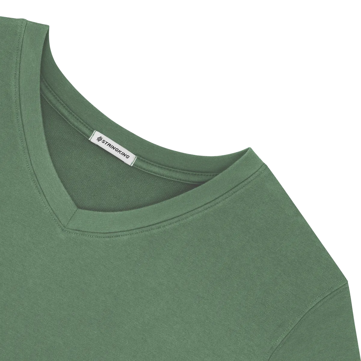 StringKing Women's Pima Cotton V-Neck Sweatshirt - Relaxed Fit, Green, Detail