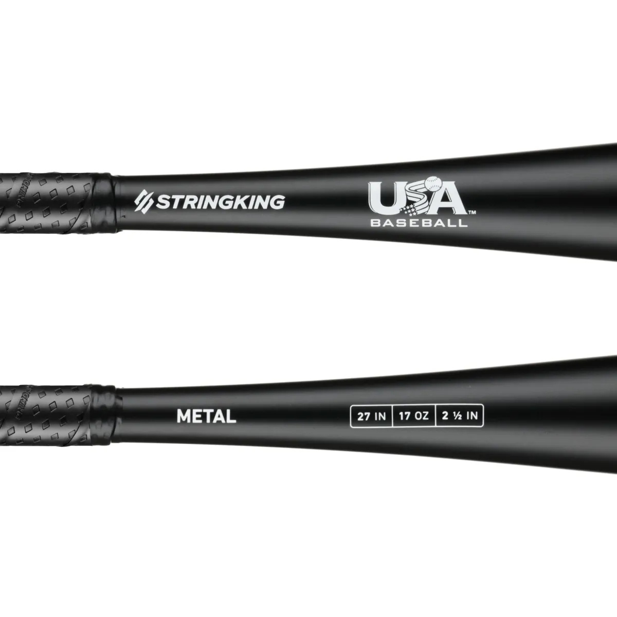 StringKing Metal USABat - Drop 10, 27" / 17 oz, Black, Bat Details, Horizontal