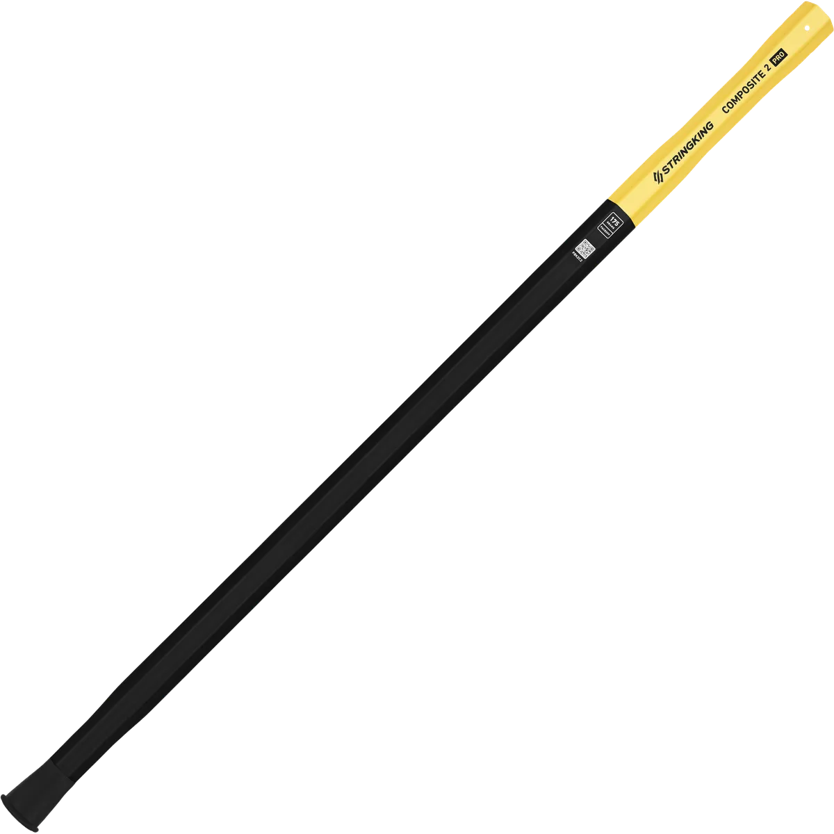StringKing Composite 2 Pro Faceoff Double Lever - 175 Grams, Black / Yellow, Full Length, Angled, Right Side, With Butt End