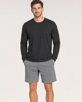 StringKing Men's Pima Jersey Long Sleeve Tee - Sharp Fit, Black, Full Front - Human Model - Top of head to Knees