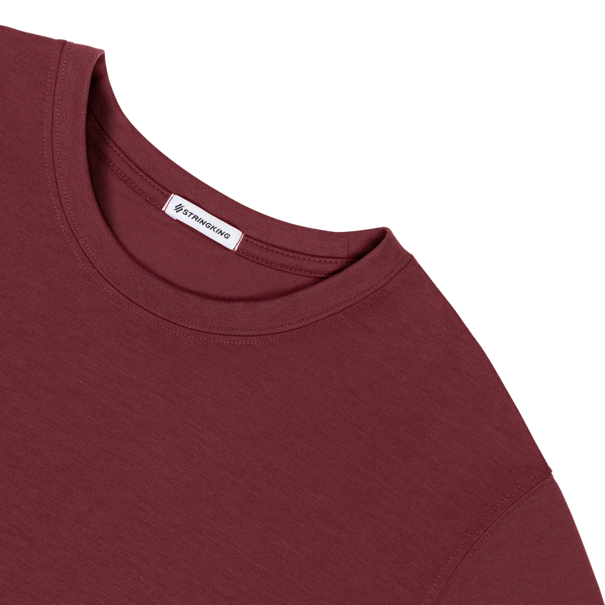 StringKing Men's FlexStyle Long Sleeve Crewneck T-Shirt - Relaxed Fit, Rhubarb, Detail