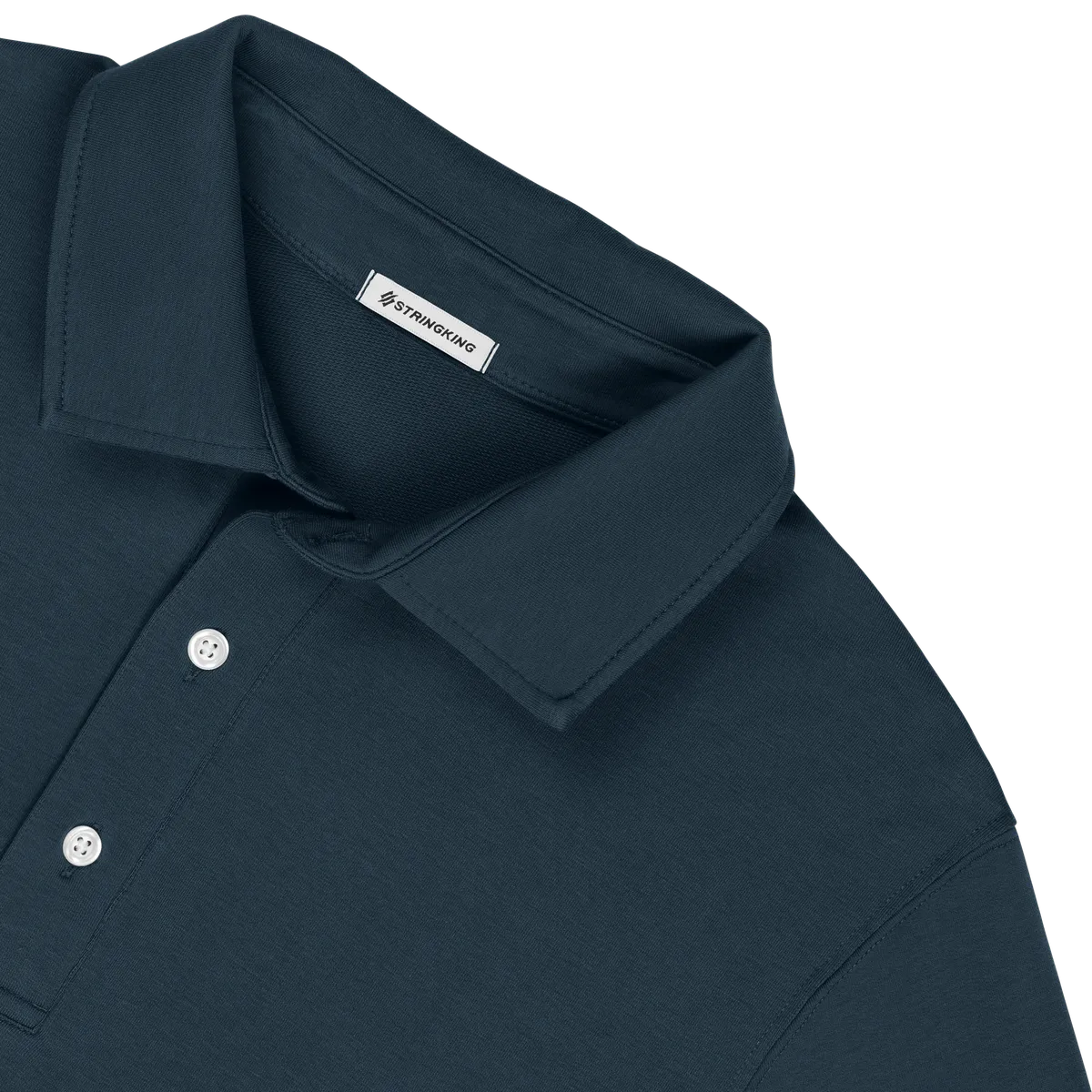 StringKing Men's Pima Cotton Polo Sweatshirt - Relaxed Fit, Navy, Detail