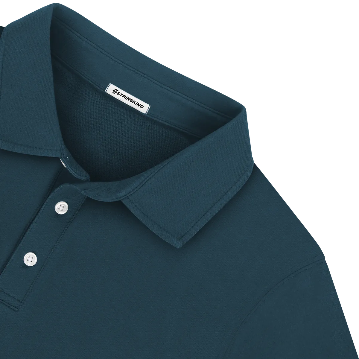 StringKing Men's Pima Terry Long Sleeve Polo - Relaxed Fit, Navy, Detail