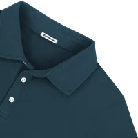 StringKing Men's Pima Terry Long Sleeve Polo - Relaxed Fit, Navy, Detail