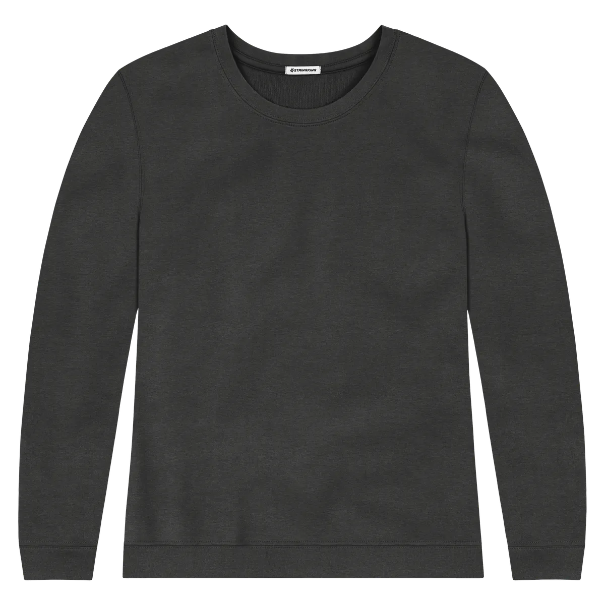 StringKing Women's Pima Cotton Crewneck Sweatshirt - Sharp Fit, Black, Front