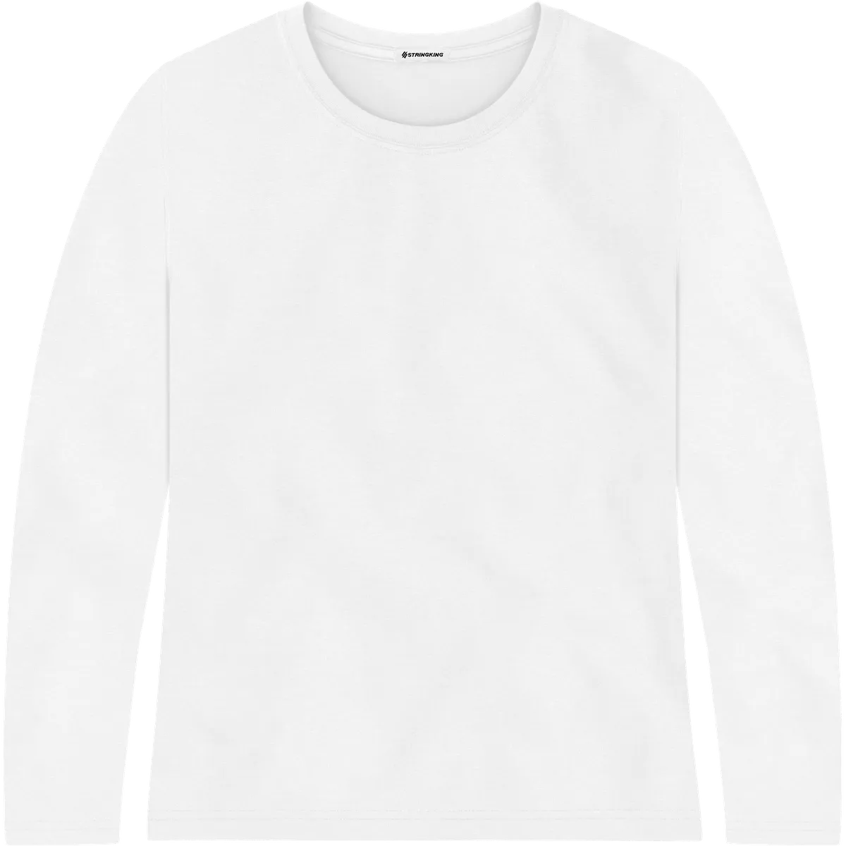 StringKing Women's Pima Jersey Long Sleeve Tee - Relaxed Fit, White, Front