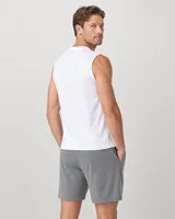 StringKing Men's StayWarm Tank Top - Sharp Fit, White, Full Back - Human Model - Top of head to Mid-thigh