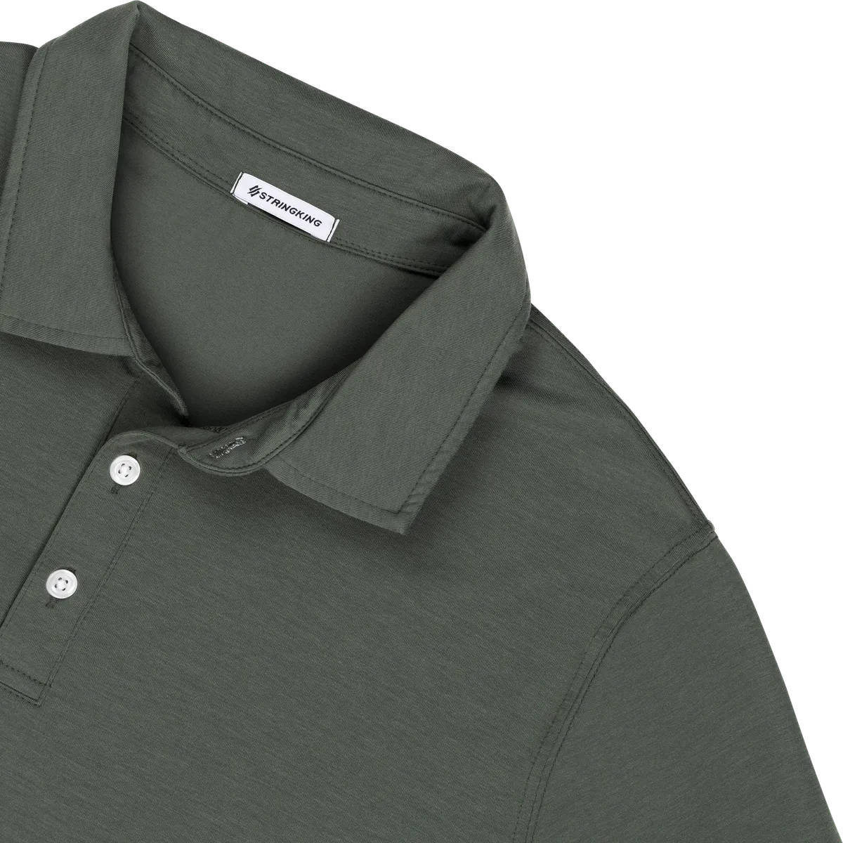 StringKing Men's FlexStyle Long Sleeve Polo - Relaxed Fit, Thyme, Detail