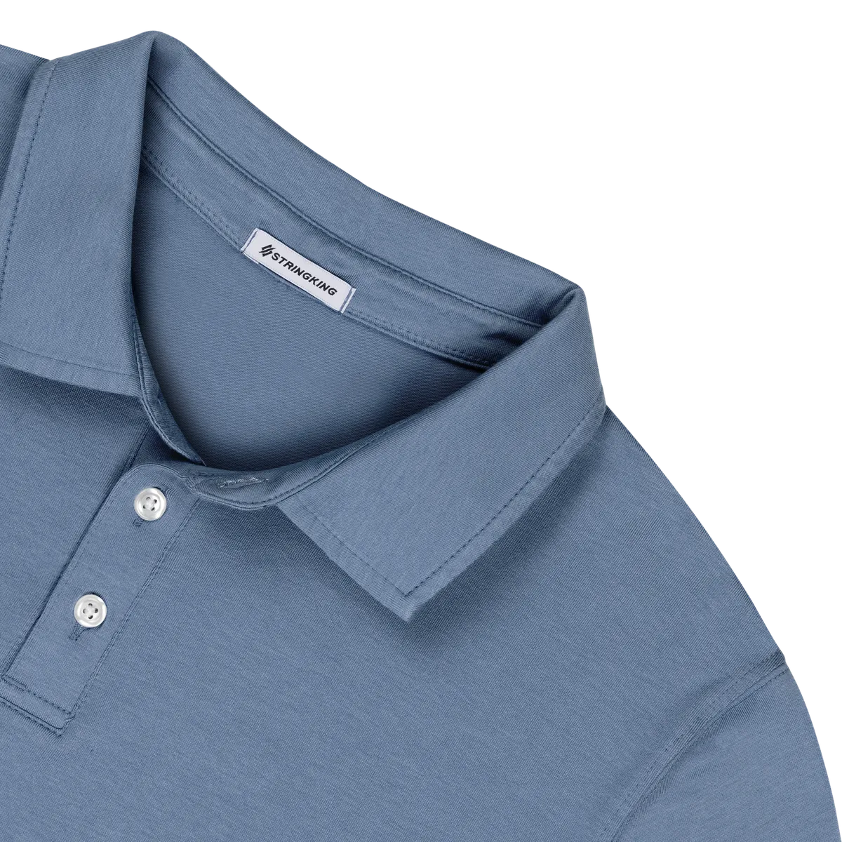 StringKing Men's Pima Cotton Long Sleeve Polo - Sharp Fit, Slate Blue, Detail