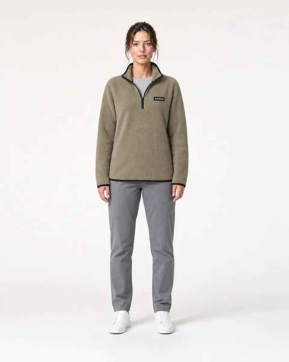 StringKing Women's Polartec Fleece Quarter Zip - Relaxed Fit, Mermaid, Full Front - Human Model