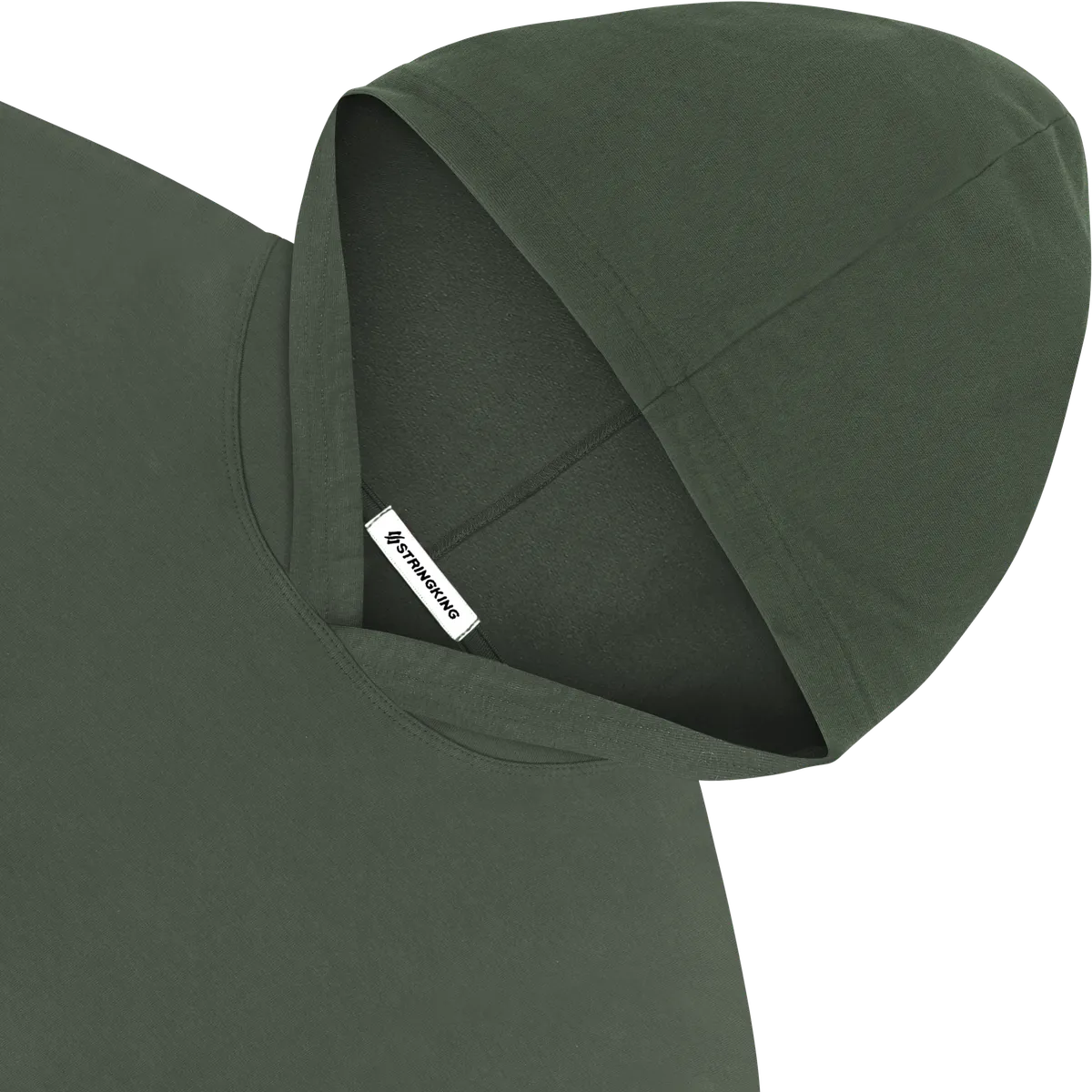 StringKing Men's Pima Jersey Hoodie - Sharp Fit, Moss, Detail