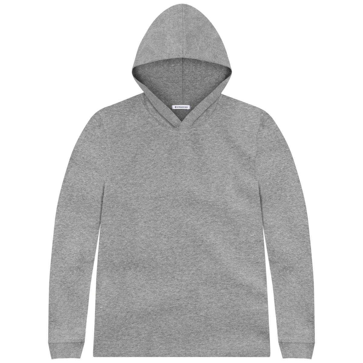StringKing Men's Pima Cotton Lightweight Hoodie - Sharp Fit, Heather Gray, Front