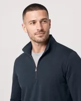 StringKing Men's Pima Terry Quarter Zip - Sharp Fit, Navy, Collar Shoulder - Human Model