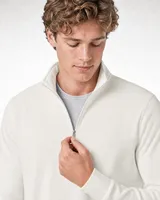 StringKing Men's Pima Terry Quarter Zip - Sharp Fit, Tofu, Collar Shoulder - Human Model